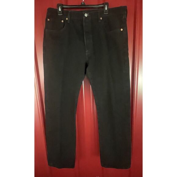 Levis 501 Pants Button Fly Black‎ Denim Jeans Mens 38x31 - Picture 1 of 7